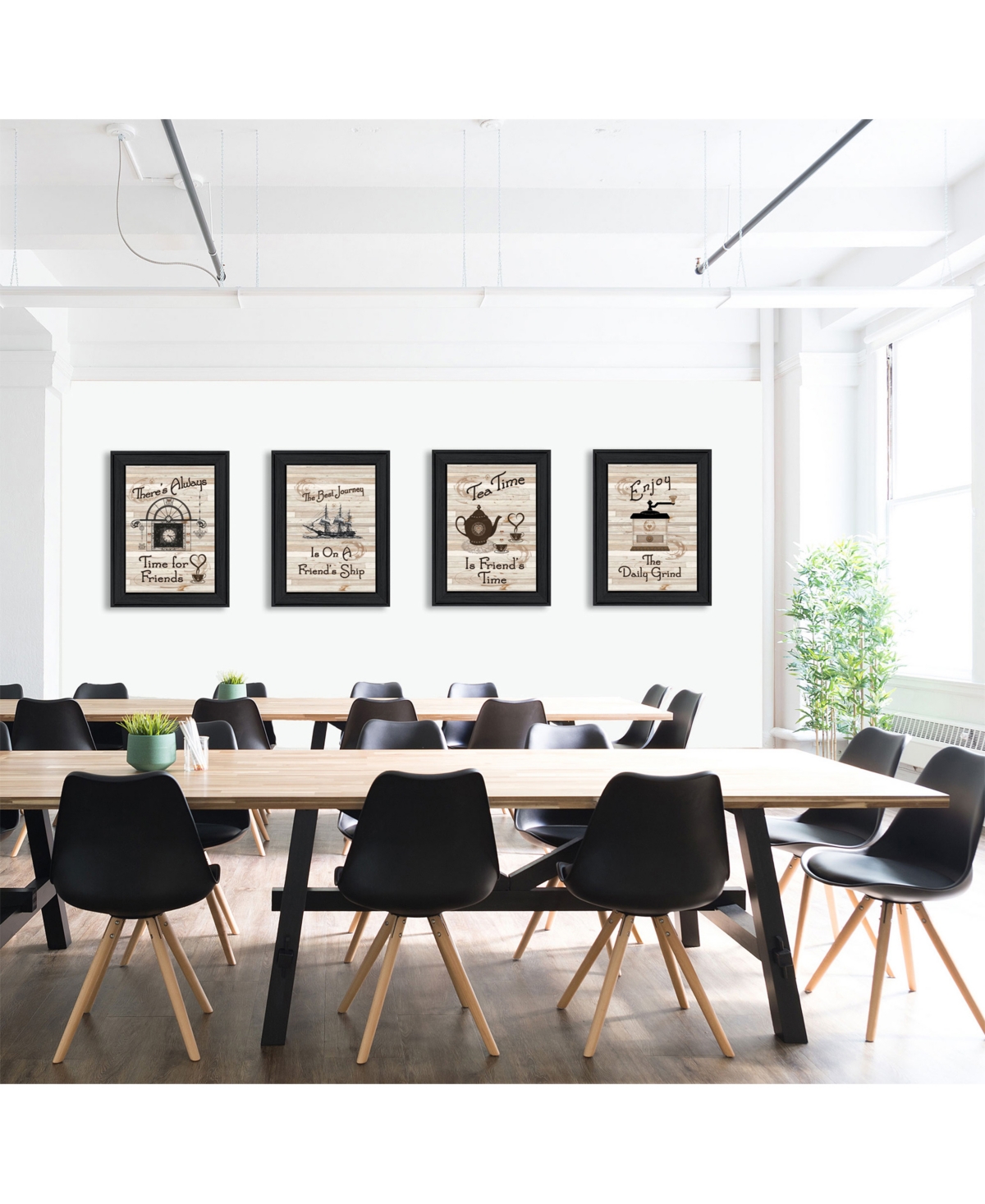 Trendy Decor 4U Friendship Collection 4-Piece Vignette by Millwork Engineering, Black Frame,