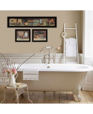 COUNTRY BATH II 3-Piece Vignette by Pam Britten, Black Frame, 39" x 14"