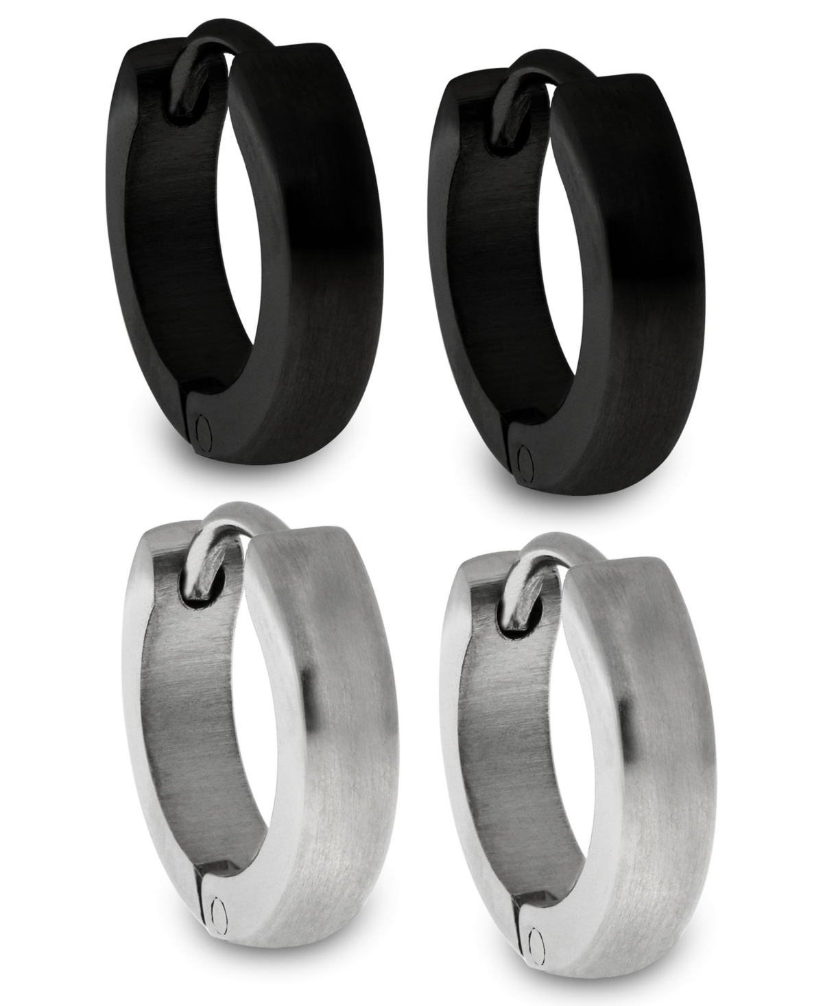 Sutton Stainless Steel and Black Huggie Earrings Set Of 2 Pairs - Multi