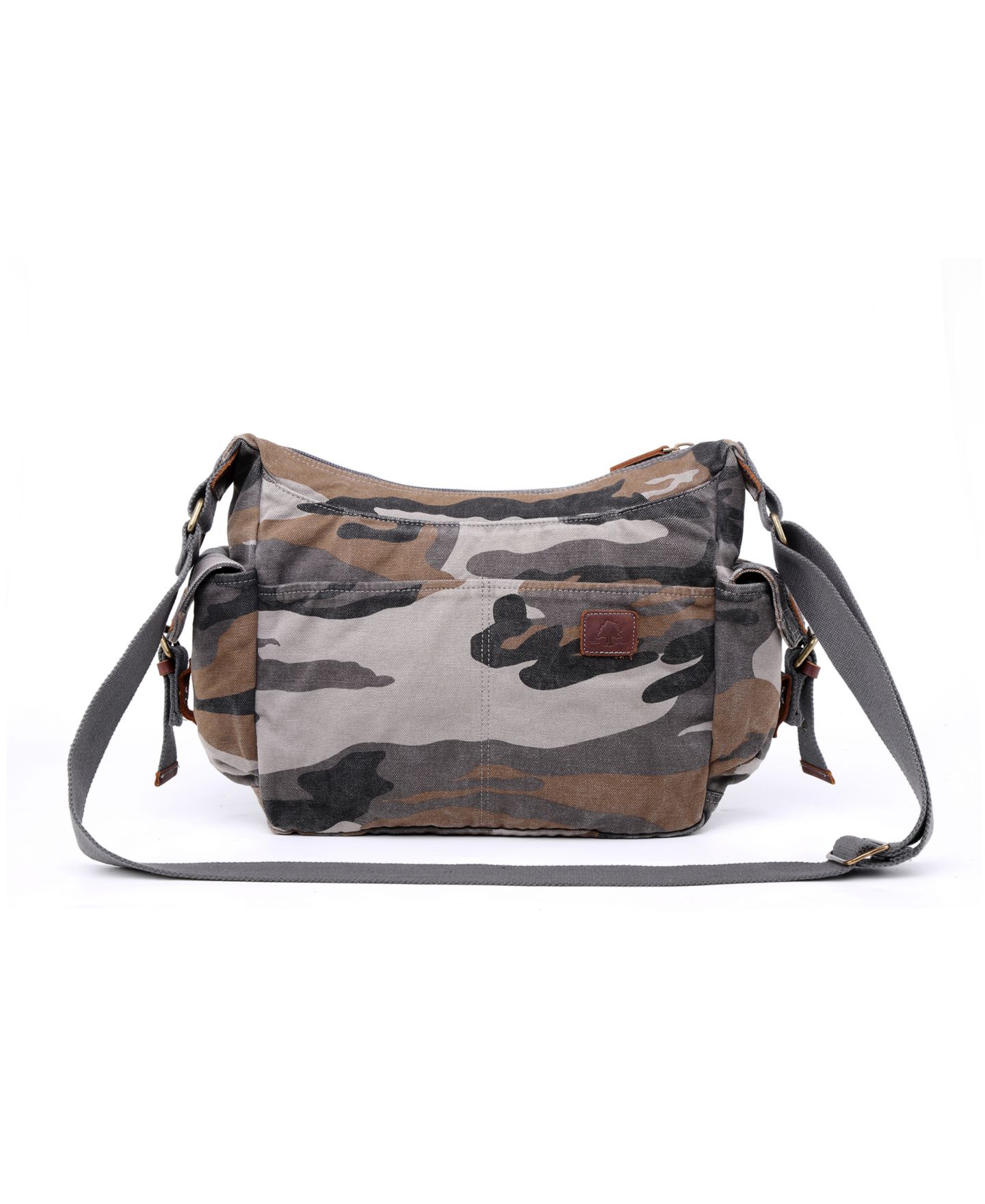Женская сумка TSD BRAND Camo Canvas Messenger, цвет: Серый — фото 4