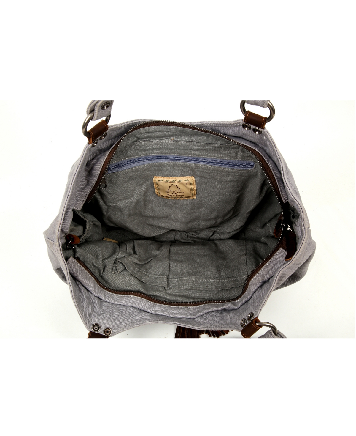 Tsd Brand Bold Lotus Canvas Hobo Bag In Gray