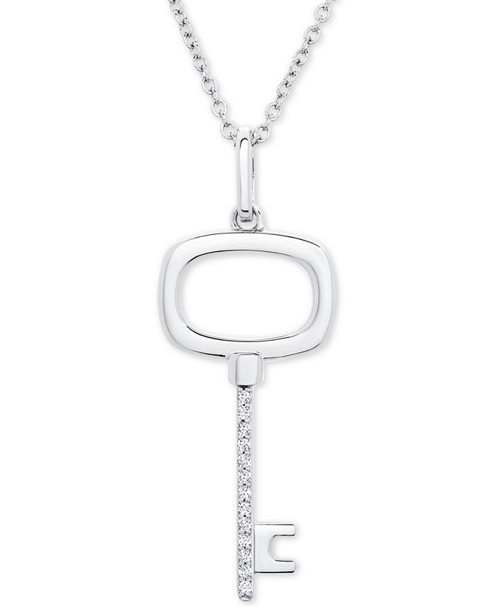 Macy's Diamond Key 18" Pendant Necklace (1/20 ct. t.w.) in 10k White