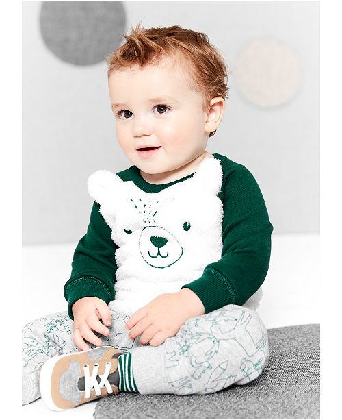 Carter S Baby Boys 2 Pc Faux Fur Bear Sweatshirt Fleece Jogger
