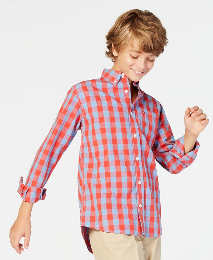 Macy\'s Hilfiger Big Box-Plaid Tommy Kirk Shirt Button-Down - Boys