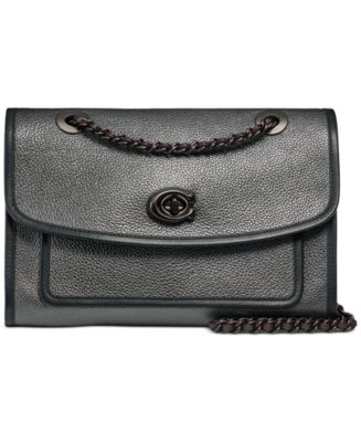 Coach metallic leather binding soft parker shoulder bag clearance