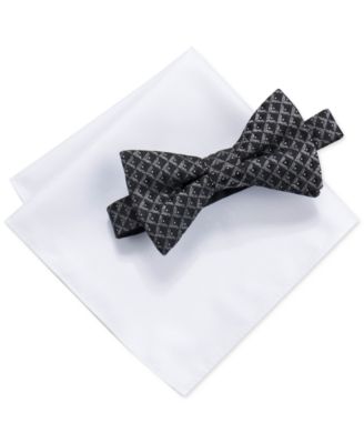 Ryan Seacrest Distinction - Men's Marshall Geometric Bow Tie & Solid Pocket Square Set