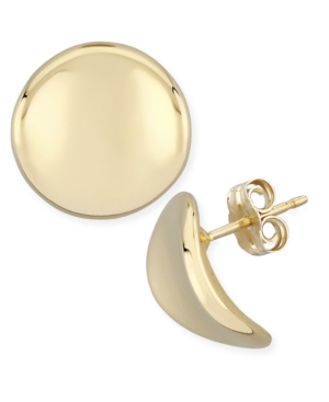 image of Dapped Disc Stud Earrings Set in 14k Gold (14mm)