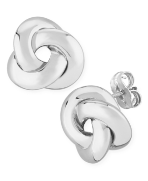 image of Knife Edge Knot Stud Earrings Set in 14k White Gold