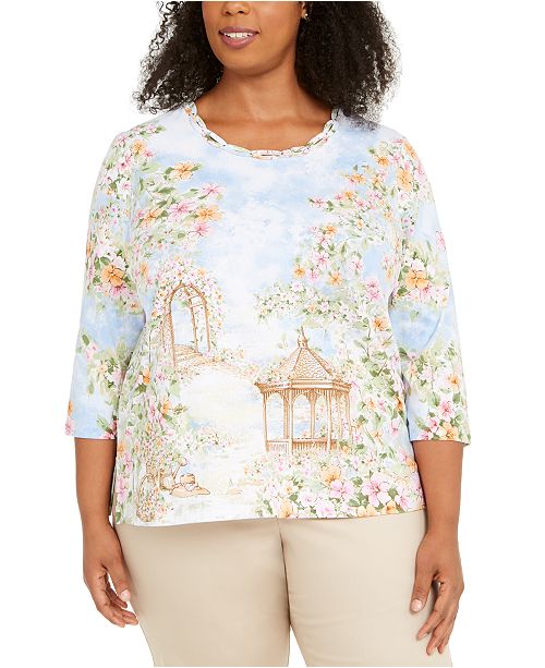 Alfred Dunner Plus Size Garden Party Top Reviews Tops Macy S