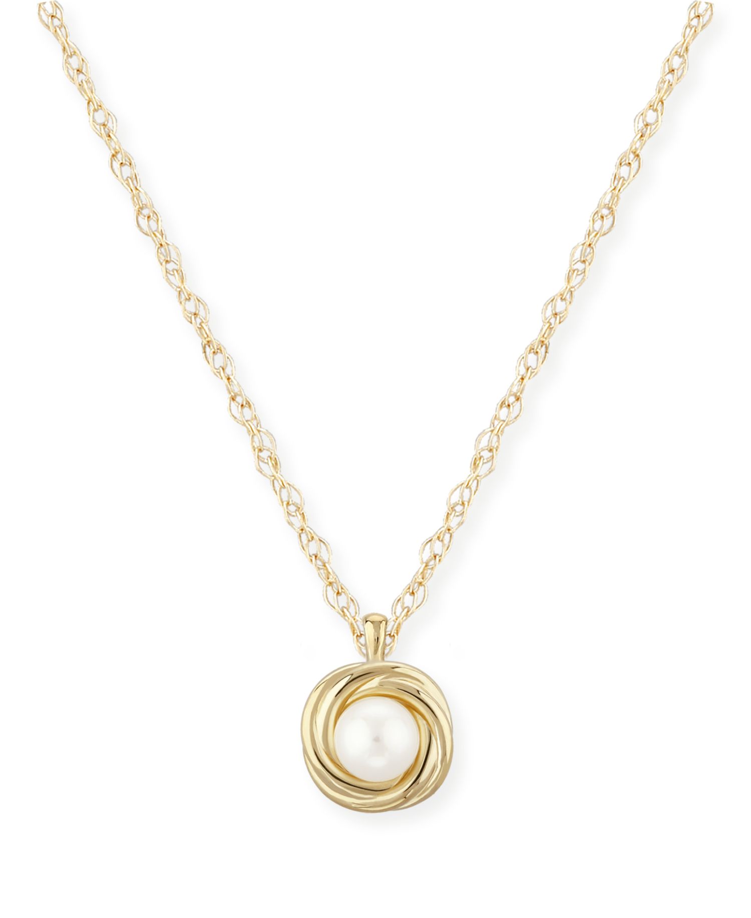 Love Knot Pearl (5 mm) Necklace Set in 14k Gold