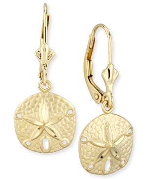 image of Sand Dollar Drop Earrings in 14k Gold