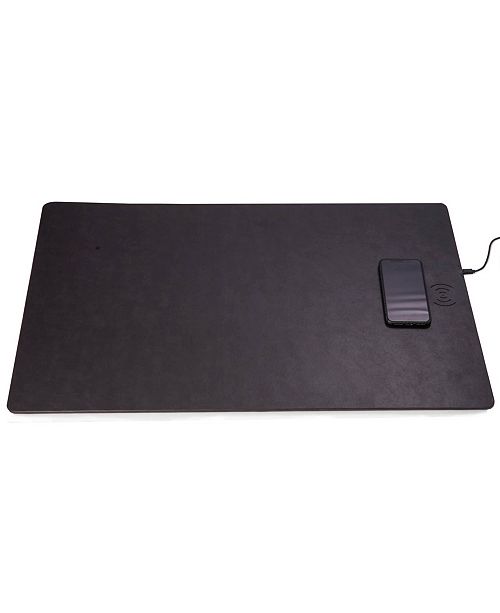 Bey Berk Leather Desk Blotter With Built In Wireless Charging