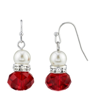 image of Downton Abbey Simulated Imitation Pearl Crystal Rondell Drop Earring