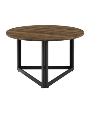Walker Edison Modern Metal Base Round Coffee Table