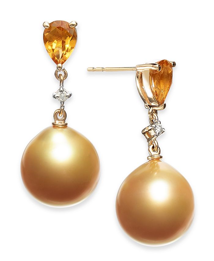 Macy s Cultured Baroque Golden South Sea Pearl 12mm Citrine 1