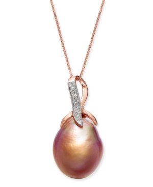image of Cultured Pink Baroque Freshwater Pearl (12mm) & Diamond (1/20 ct. t.w.) 18