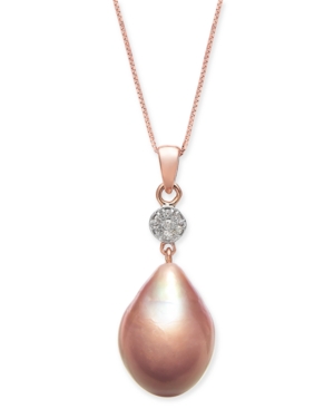 image of Cultured Pink Baroque Freshwater Pearl (12mm) & Diamond (1/20 ct. t.w.) in 14k Rose Gold