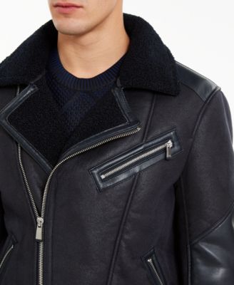 A|X Armani Exchange Men's Fleece Lined Faux-Leather Jacket