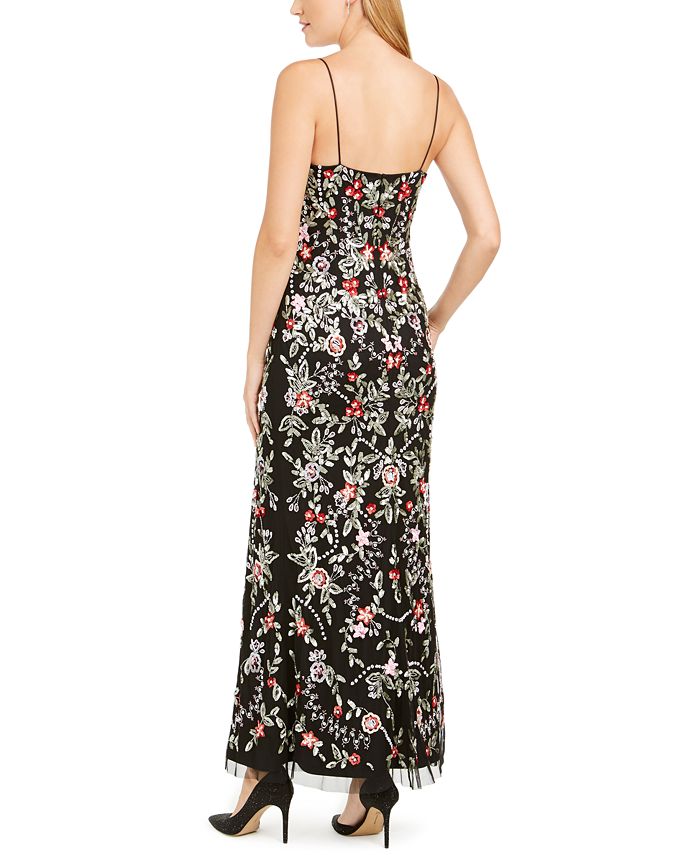 Adrianna Papell Beaded Floral Gown & Reviews - Dresses - Women - Macy's