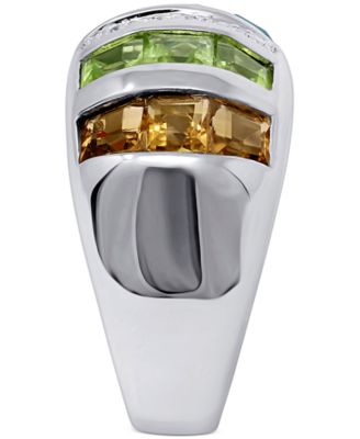 Multi-Gemstone (4-3/4 ct. t.w.) & Diamond Accent Statement Ring in Sterling Silver