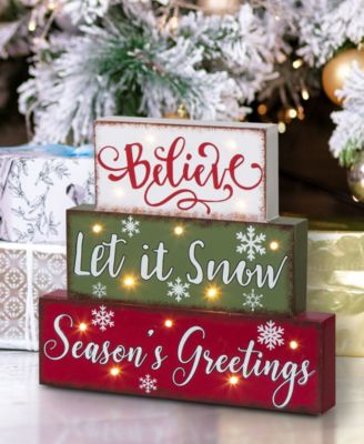 11.81" Christmas Wooden LED Lighted Block Word Sign 10 Bulbs