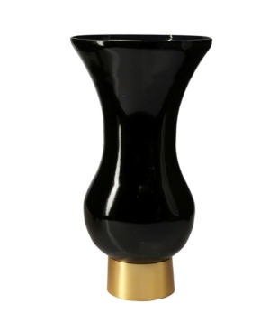 Classic Touch S-shaped Glass Vase With Gold Tone Base In Black