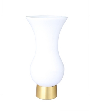 Classic Touch Glass Vase With Gold Tone Base In White