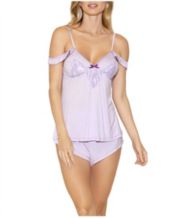 iCollection Women's Constance 2-Pieces Stretch Satin Cami and Short  Lingerie Set with Lace Trim - Macy's
