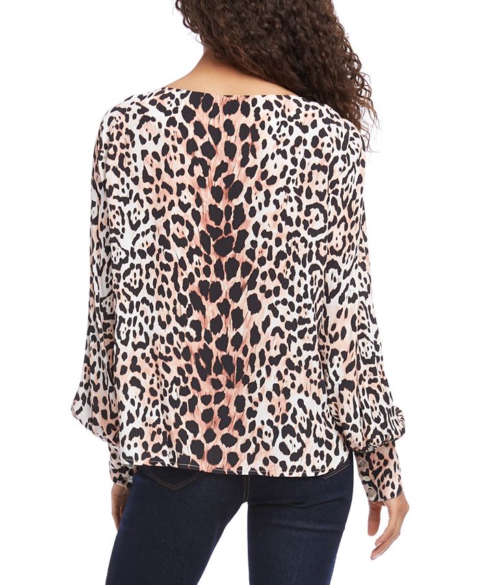 Karen Kane Leopard-Print Blouson-Sleeve Top - Macy's