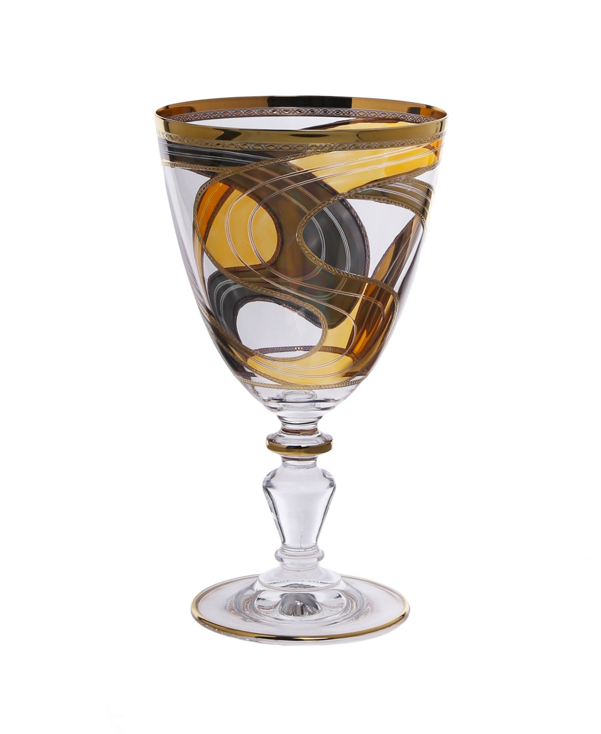 Classic Touch Set of 6 Water Glasses with 24KSwivel Design - Gold