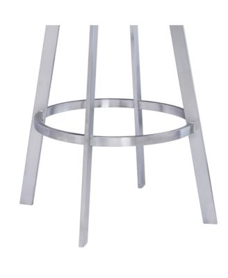 Saturn 30" Bar Height Swivel Gray Artificial leather and Brushed Stainless Steel Bar Stool