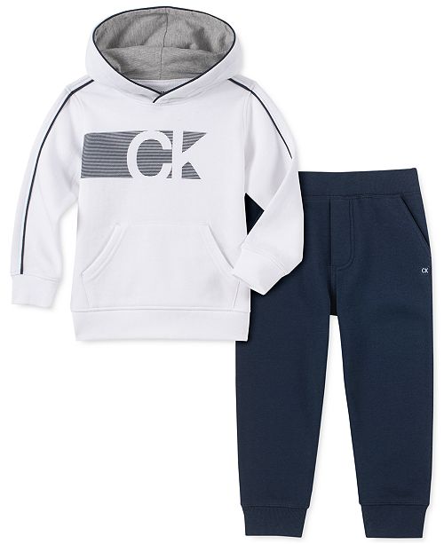 Calvin Klein Toddler Boys 2 Pc Fleece Logo Hoodie Sweatpants
