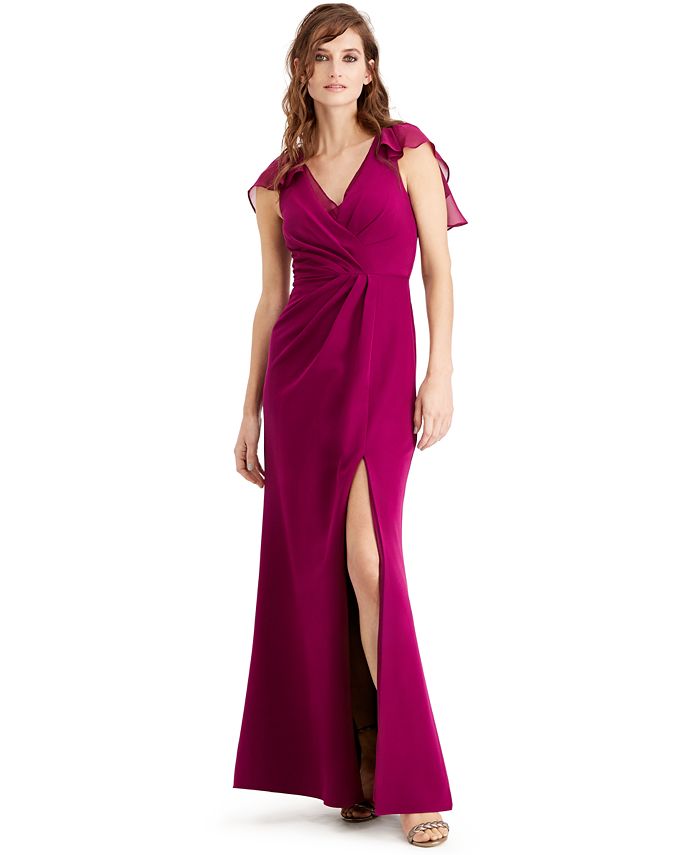 Adrianna Papell Petite Flutter-Sleeve Gown & Reviews - Dresses ...