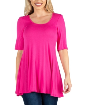 image of 24Seven Comfort Apparel Elbow Sleeve Swing Tunic Top For Women