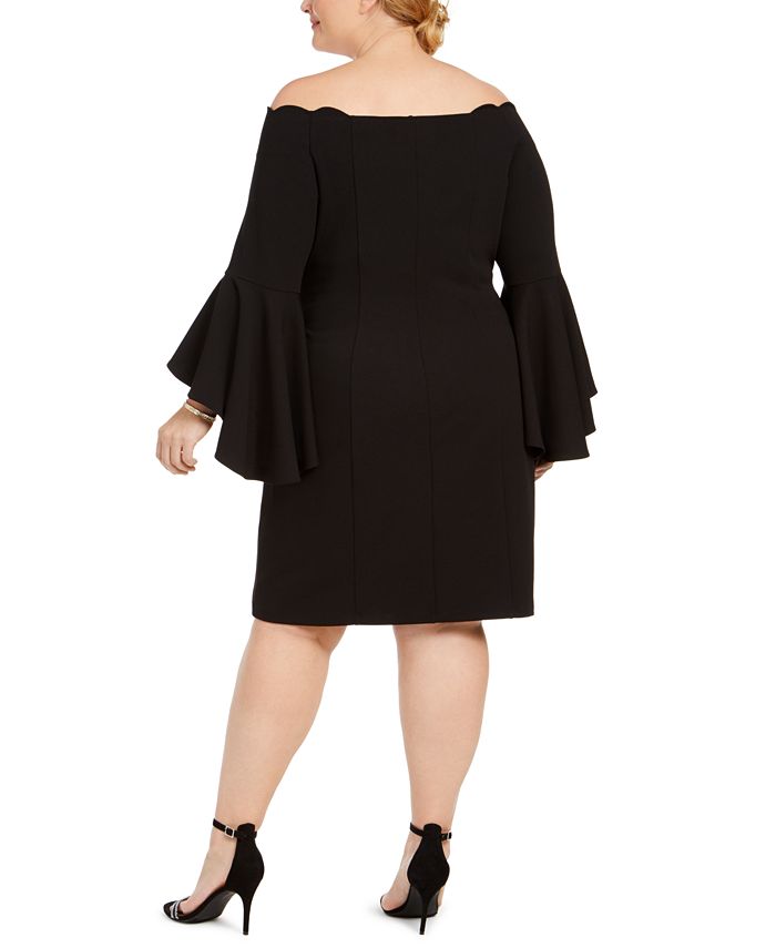MSK Plus Size Bell-Sleeve Off-The-Shoulder Dress - Macy's