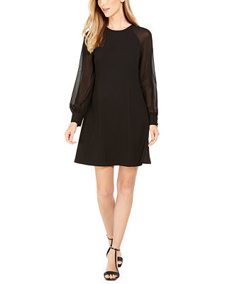 Calvin Klein Illusion-Sleeve A-Line Dress - Macy's