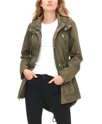 olive green hooded utility jacket