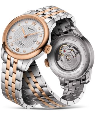 Women's Swiss Le Locle Automatic Lady Diamond Accent Two-Tone Stainless Steel Bracelet Watch 29mm