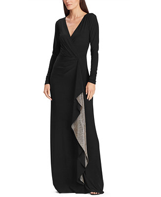 Lauren Ralph Lauren Metallic-Ruffle Jersey Gown & Reviews - Dresses ...