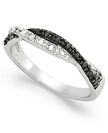 Black and White Diamond Weave Ring in Sterling Silver (1/10 ct. t.w.) 