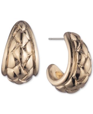 Anne Klein - Basket Weave Textured Open Hoop Earrings