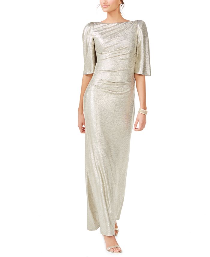 Eliza J Petite Flutter-Sleeve Gown - Macy's