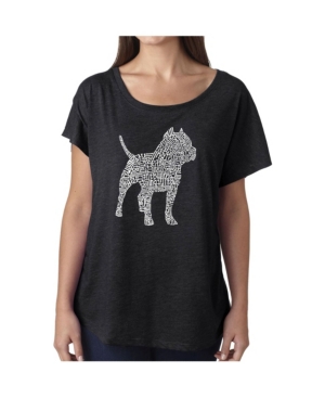 image of La Pop Art Women-s Dolman Cut Word Art Shirt - Pitbull