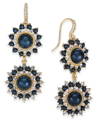 Charter Club - Gold-Tone Crystal & Imitation Pearl Burst Double Drop Earrings