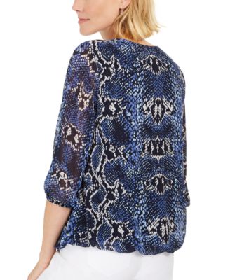 JM Collection Petite Snake-Embossed Bubble Top, Created for Macy's