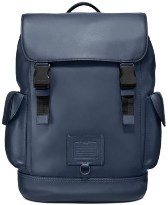 mens blue leather backpack