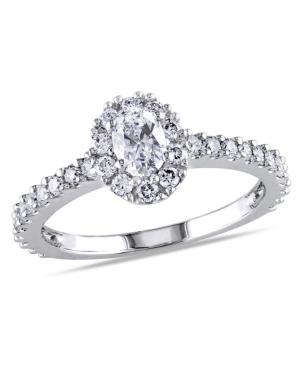 image of Oval Certified Diamond (1 ct. t.w.) Halo Engagement Ring in 14k White Gold