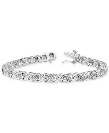 Macy's Diamond Heart Link Bracelet (1 ct. t.w.) in Sterling Silver