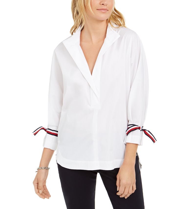 tommy hilfiger tie front shirt