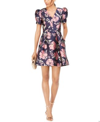 Vince Camuto Floral Jacquard Fit & Flare Dress - Macy's